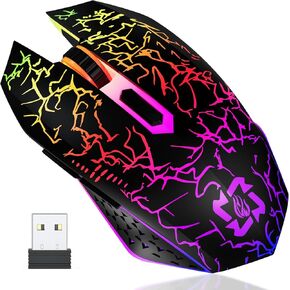 Bluetooth Mouse Wireless Gaming Mouse, 2.4G Cordless RGB Rechargeable PC Game Mouse Computer Mice for Laptop Desktop -White
