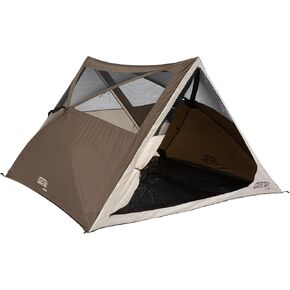 CLAM Quick-Set A-Frame Tent, 8 x 8 Ft Portable Outdoor Hiking Camping Shelter, Apex, Brown