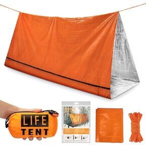 Emergency Tent Shelter 2 Person Emergency Survival Life Pocket Tent Waterproof and Windproof for Camping Hiking Outdoor Activities