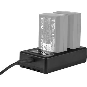 Portable 2-Slot Battery Charger for Godox V1/ V860III Series Flash Speedlite Batteries VB26A/VB26B/VB30