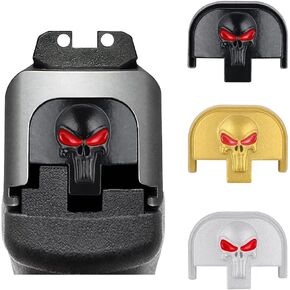 3D Aluminum Rear Slide Cover Plates for Smith and Wesson SW SD9VE, SD9, SD40VE, SD40 9mm/.40 Accessories, Black Skull Red Eyes