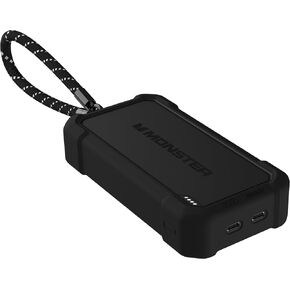 Monster 20000mah Grid Pro Power Bank ، شحن سريع 65 واط مع منافذ USB-C المزدوجة ، واشتراكها للبلاش ، وتصميم متين مع محول USB-A إلى USB-C (20000 مللي أمبير في الساعة)