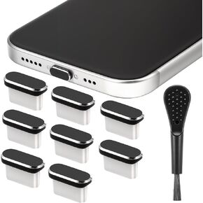 8Pcs USB C Dust Plug, USB C Port Cover with 2 Cleaning Brush, Snug Plugs for Loose Outlets, Port Protection with 16, 15 (Plus, Pro Max), Galaxy S24-S8, Pixel, Type-C