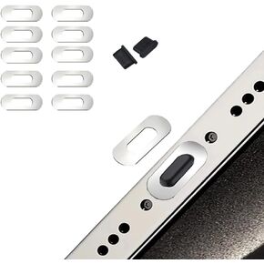 Metal Protective Film for iPhone 16 Pro Max / 16 Pro Charging Port Protection (10 Pcs Silver) Compatible with iPhone (Type-C 2 Pcs Black) Anti Dust Plugs Cap