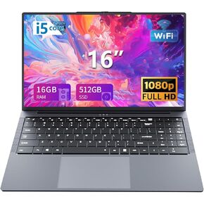 KUU 16 inch Gaming Laptop,Core i5 Laptops,up to3.60 GHz,16 GB RAM 512 GB SSD, Business Notebook Computer,Supports 180 Angle Opening,Full HD IPS Display,