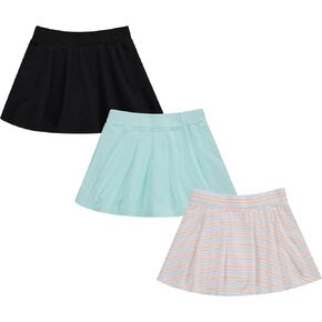 BTween 3 Pack Skorts for Girls - Kids Scooter Skirts - Skirt Layered Shorts with Floral, Solid, Tie Dye or Butterfly Prints