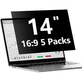 Laptop Privacy Screen Protector 5 Packs 14 Inch with Hp Dell Acer Asus Samsung LG and More, Removable Security Shield Filter for 16:9 Aspect Ratio Portable Monitor Like ViewSonic MSI KYY and More (14" Diagonal 16:9 5 Packs)