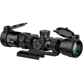 CVLIFE 2-10x32 MPVO AO Rifle Scope with Locking Turret, 5 Levels Red & Green Illuminated Reticle, Parallax Adjustment, Second Focal Plane, 30mm Offset Scope Mount