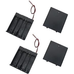 2 PCS 6 Slots AA Battery Holder Bundle with Switch and Leads Plastic AA Battery Case 6 X 1.5 V AA Battery Storage Box with Cap