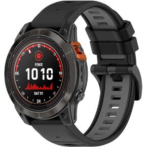 Compatible with Garmin Epix Pro 42mm Watch Bands, 20mm Replacement Silicone Wrist Watch Band Strap Compatible with Garmin Fenix 7S Pro Soft And Durable(Black+Gery)