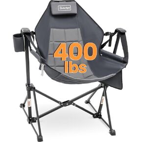 Hammock Camping Chair for Adults with Adjustable Backrest, Heavy Duty Padded Folding Hammock Chair Supports 400lbs, Portable Hammock Chair Swinging Chair for Camping, Travelling and Patio