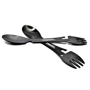 Camping Spork Utensil Set - DiSSEL Stainless Steel Adaptive Utensils, Long Handle Backpacking Spoon & Metal Spork, Lightweight & Durable Camping Utensils for Outdoor Adventures