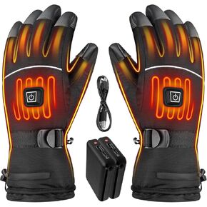 Heated Gloves for Men - Rechargeable Electric Battery Heated Gloves for Men and Women Touchscreen Winter Thermal Glove with 3 Heating Levels Waterproof Heated Gloves for Hunting（JRST-1）