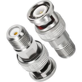 F to BNC Connector 2 Pack, BNC Male to F-Plug Female Coax Adapter Connector 75 Ohm, Coaxial Coax RG6, RG59 Adapter Coupler for CCTV Camera