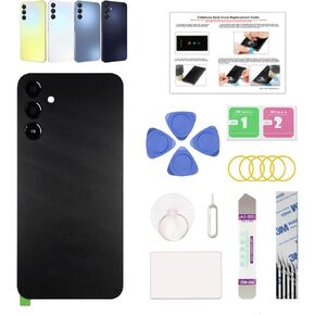 GREEN FUSION Compatible with Galaxy A15 5G Back Cover Replacement, A15 5G SM-A156U/U1/P/B/W Back Housing Door with Pre-Installed Camera Lens, Repair Tools & Instruction, Brave Black