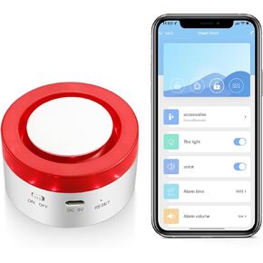 WiFi Siren Alarm, 120dB Burglar Alarm with Sound and Light, 433MHz Indoor Alarm for Home Security and Smart Home Automation, Tuya App and Smart Life Control, Compatible with Alexa/Google Assistant