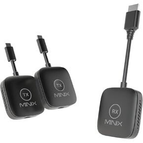 MINIX Wireless HDMI-Two Transmitter and One Receivers,Plug and Play- Multi-Screen Expansion,Wireless Dual USB-C to HDMI Dongle 1080p,164FT/50M/WiFi 2.4G/5G/60Hz,HDMI Wireless Adapter for TVs/PC/Laptop