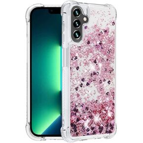 Glitter Telephone Case for Samsung A15 5g Case Clear Silicone for Women Girls, Cute Gold Cover Samsung Galaxy A15 5g Case Shockproof Aesthetic Durable Bumpers (Rose Gold)