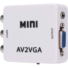 Mini VGA to Video Converter, Composite to VGA Adapter, TV SetTop Box Audio Video Converter (White)