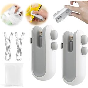2PCS Mini Bag Sealer with 10PCS Vacuum Sealer Bags, 2024 New USB Rechargeable Bag Sealer Heat Seal,2 in 1 Bag Heat Sealer with Cutter for Chip, Snacks, Plastic Bag Resealer, Keep Food Fresh
