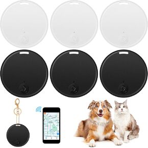 Konohan 6 Pack Key Finder Portable GPS Tracking Mobile Tracking Smart Anti Loss Device Waterproof Locator Finders Tracker Device for Dog Pet Cat Wallet Keychain Luggage, Alarm Reminder, App Control