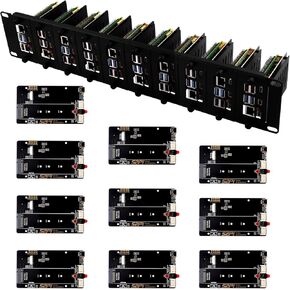 GeeekPi 19 inch 2U Rack Mount for Raspberry Pi 5/4B, with 10PCS PCIe to M.2 NVMe SSD Adapters, Compatible with 19 inch Server Rack