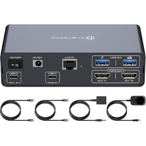 KVM Switch 2 Sonitors 2 Computers Station محطة USB C KVM Switches HDMI 4K60HZ STOWSER DUAL SWITCHER لجهاز الكمبيوتر المحمول وجهاز الكمبيوتر المشارك 13 في 1 in Kuwait
