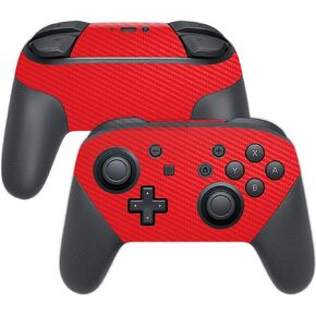 MightySkins Carbon Fiber Skin for Nintendo Switch Pro Controller - Solid Red | Protective, Durable Textured Carbon Fiber Finish | Easy to Apply, Remove, and Change Styles | Made in The USA