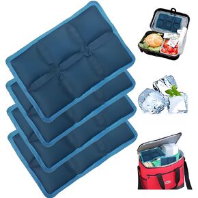 4pcs Ice Pack for Lunch Box and Cooler Bag, Lunch Box Ice Packs Reusable and Long-Lasting Cold Packs Flexible Slim,Freezer Packs for Camping,Dinners,Tours,Trips