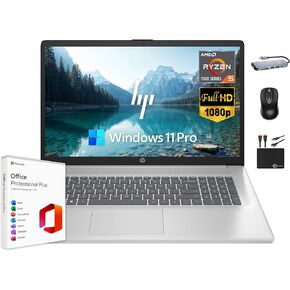 HP 17 Laptop Business, 17.3" FHD IPS Display, 32GB RAM, 1.5TB Storage (1TB SSD + 500GB Ext Drive), 6-Core AMD Ryzen 5 Processor, Lifetime Microsoft Office, Long Battery, MarxsolAccessory, Win 11 Pro