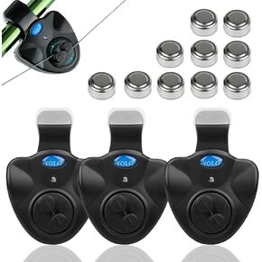 Coolnice 3/4/6 Fishing Bite Alarm with Bonus 10 Batteries Sensitive Electronic Indicator LED Sound Alert On Fishing Rod with Loud Siren Suitable for Daytime Night Fishing Outdoor Carp