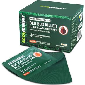 EcoVenger Bed Bug to Go Wipes 28ct, TSA Approved, Non-Leaking Pocket-Size Sealed Made with Bamboo Fiber, Kills All Bug Stages Mites, Lice & Ticks, Non-Staining, Must Have Discreet Travel Protection