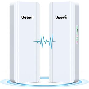 2.4G & 5G Dual Band Wireless Bridge, IP65 Outdoor Point to Point WiFi Bridge CPE with 2 1000Mbps RJ45 Port,16dBi High-Gain Antenna, 5KM Long Range, 24V PoE Power, for Barn Shop Garage