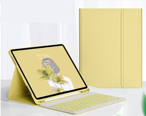 متوافق مع حالة الجيل العاشر من iPad مع لوحة مفاتيح Bluetooth اللاسلكية 2022 ، حامل قلم رصاص مدمج- iPad 10th Gen 10.9 بوصة مع طراز غطاء حالة لوحة المفاتيح A2696/A2757/A2777- الأصفر in Kuwait