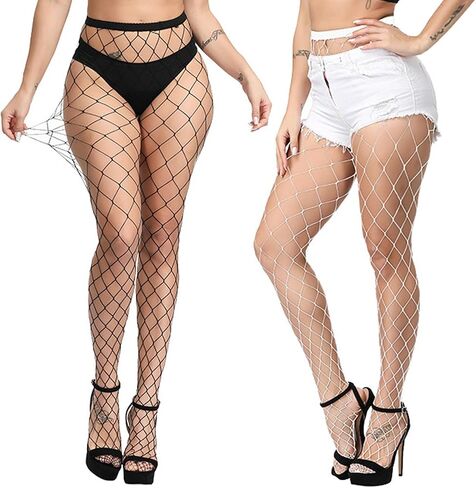 Womens Fishnets Sexy Fishnet Tights High Waist Fishnet Pantyhose Mesh Fishnet Stockings 2 Pack, XL Hole in Saudi Arabia