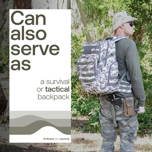 RIVER ROAD Huntex 40L Tactical Backpack for Men & Women in White Gray Camo - Military Style Backpack for Hunting - Hiking Travel Combat Backpack - Outdoor Tactical Backpacks Sport Mochila Tactica in Saudi Arabia
