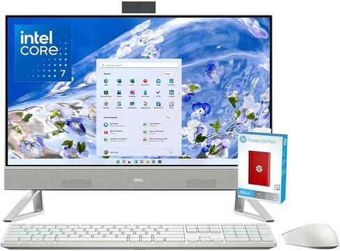 Dell Inspiron 24 5430 All in One Desktop ، 24 "FHD IPS Touchnes ، Intel 7 Processor (10 cores) ، 16GB RAM ، تخزين 1 تيرابايت (512 جيجا بايت SSD + 512 جيجا بايت خارجي) ، WiFi 6E ، قارئ بطاقة SD ، MS & KB ، ورب 11 in Kuwait