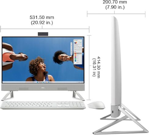 Dell Inspiron 24 5430 All in One Desktop ، 24 "FHD IPS Touchnes ، Intel 7 Processor (10 cores) ، 16GB RAM ، تخزين 1 تيرابايت (512 جيجا بايت SSD + 512 جيجا بايت خارجي) ، WiFi 6E ، قارئ بطاقة SD ، MS & KB ، ورب 11 in Kuwait
