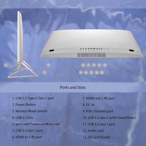 Dell Inspiron 24 5430 All in One Desktop ، 24 "FHD IPS Touchnes ، Intel 7 Processor (10 cores) ، 16GB RAM ، تخزين 1 تيرابايت (512 جيجا بايت SSD + 512 جيجا بايت خارجي) ، WiFi 6E ، قارئ بطاقة SD ، MS & KB ، ورب 11 in Kuwait
