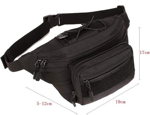 Tactical Fanny Bag for Men Women Military Waist Packs Molle Hip Belt Bum Bag for Outdoor Cycling Hiking Climbing Travel Waterproof Lumbar Fishing Pack (Black) in Saudi Arabia