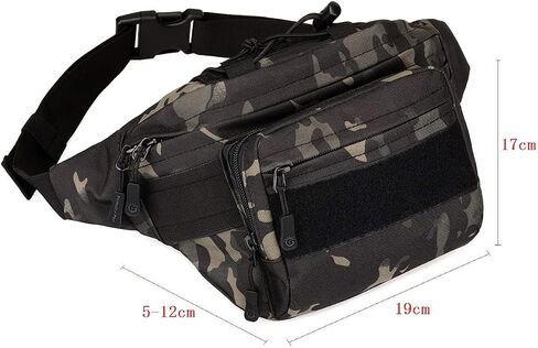 Tactical Fanny Bag for Men Women Military Waist Packs Molle Hip Belt Bum Bag for Outdoor Cycling Hiking Climbing Travel Waterproof Lumbar Fishing Pack (Black) in Saudi Arabia