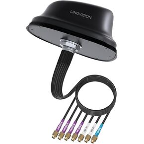 LINOVISION 5G LTE MIMO Combo 7-in-1 Antenna, 4X 5G LTE, 1x GNSS, 2X Wi-Fi, Outdoor Roof SMA Antenna with 10ft Cable, Works with Teltonika RUTM50, RUTX50, TRB500, RUTC50 (PR1KC640)