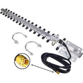 Yagi WiFi Antenna 2.4GHz 25dBi RP-SMA Connector High Gain Yagi Directional Antenna Booster wtih 1.5M Cable Long Range for Network Router/USB Adapter/Reapter/Extension Network PCl Card/Security Camera