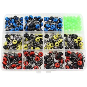 RLECS 240PCS Fishing Line Slider and Luminous Fishing Bead Set Fishing Line Sinking Slide Fishing Float Connector for Quickly Connect or Replace Floats