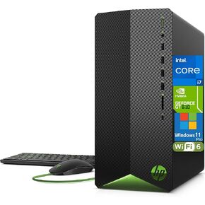 HP Pavilion Tower Desktop Computer, Intel Octa-Core i7-11700F up to 4.9GHz, 64GB DDR4 RAM, 1TB PCIe SSD, GeForce GT 610 2GB, WiFi 6, Bluetooth, Type-C, RJ-45, HDMI, VGA, Windows 11 Pro, WE/PGPY