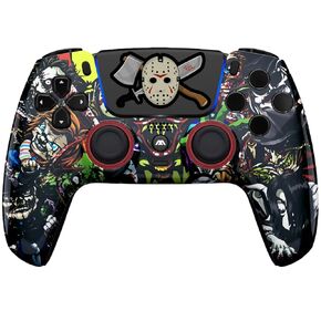 MODDEDZONE EDZONE M Series Custom Wireless Controller Compatible with PS5 - Exclusive and Unique Design| Customized in the USA| (Scary Party)