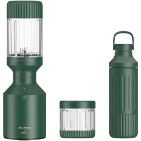 Beastmode by Beast Health Blender | Beast Health x Marshawn Lynch | Blend Smoothies and Shakes, Stainless Steel Bottle + Straw, 1200W (Forest Green)