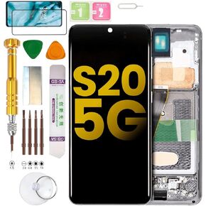 (Without Fingerprint) LCD Display Assembly for Samsung Galaxy S20 4G/5G (Not Fit G981V) SM-G981U, SM-G981U1, SM-G981F, SM-G981B, SM-G981W, SC-51A, SCG01, SM-G980F Screen Replacement kit (Gray)