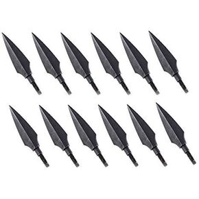 Huntingdoor Traditional Broadheads 12Pcs Hunting Arrow Heads Screw-in Solid Metal Archery Arrow Tips Medieval Arrowhead Old School for Hunting and Target