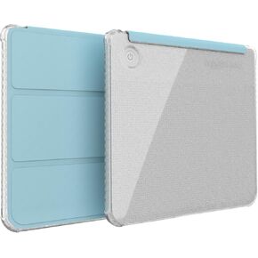 TUDIA SKN FLIP Designed for Kobo Libra Colour Case (2024) - [Auto Wake/Sleep Technology] Shockproof Slim Transparent TPU Back with Trifold Leather eReader Cover - Glitter Sky Blue